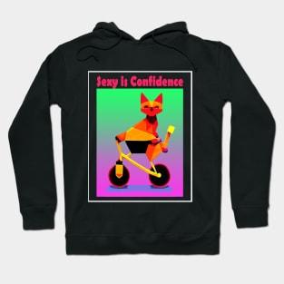 Sexy is confidence cat riding bike neon Hoodie